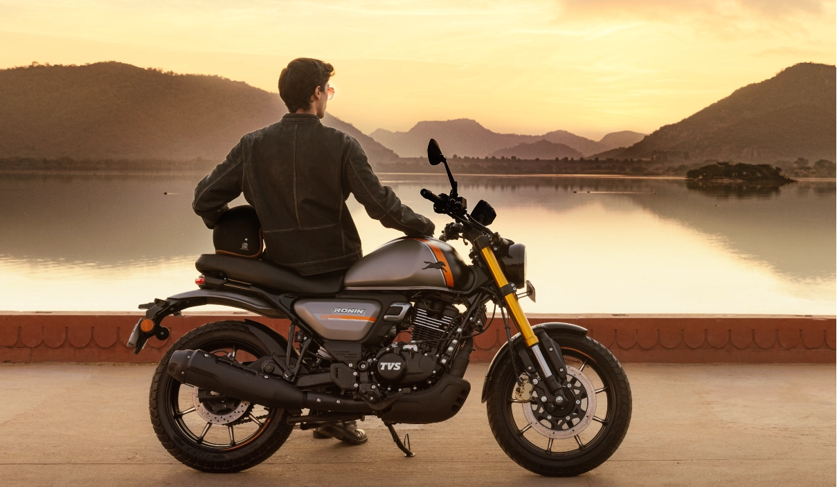 TVS motorcycle on an open road
